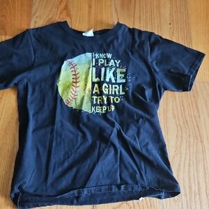 Black Kids Softball Graphic T-Shirt